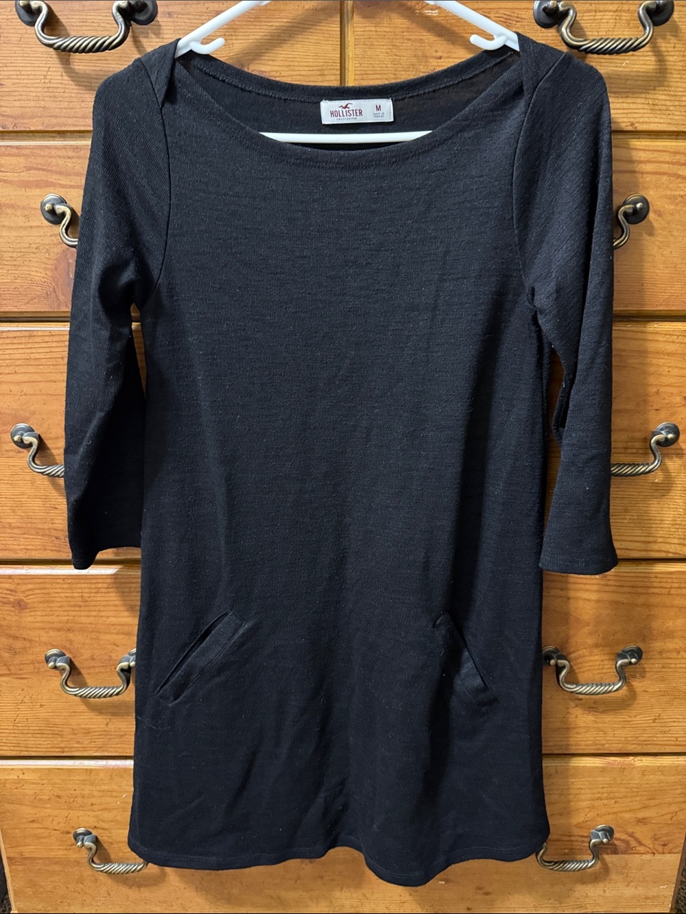 Hollister Black Long Sleeve Casual Dress